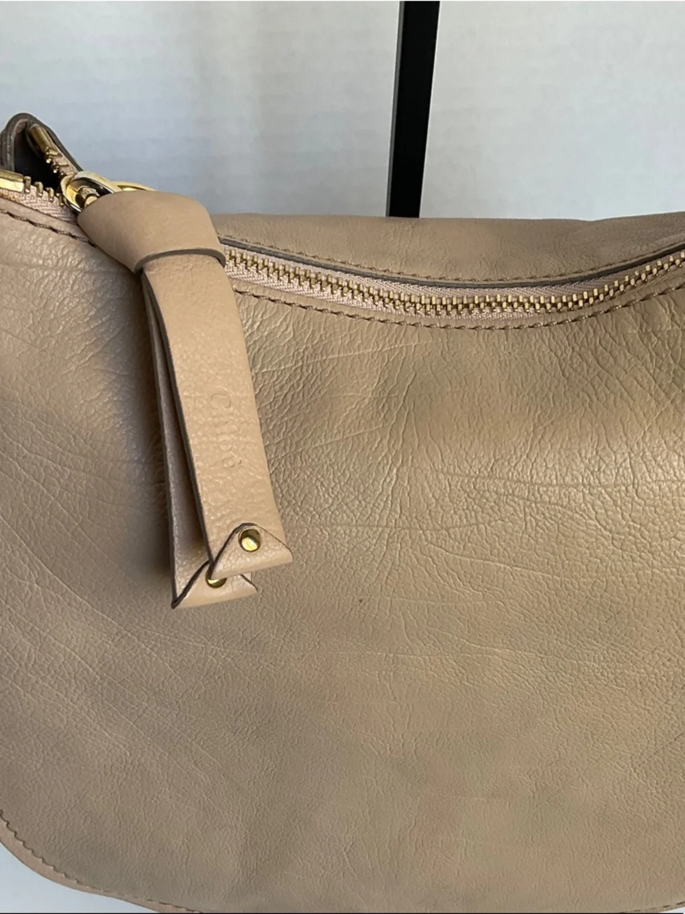 Chloé Taupe Leather Shoulder Hobo with Braided Strap